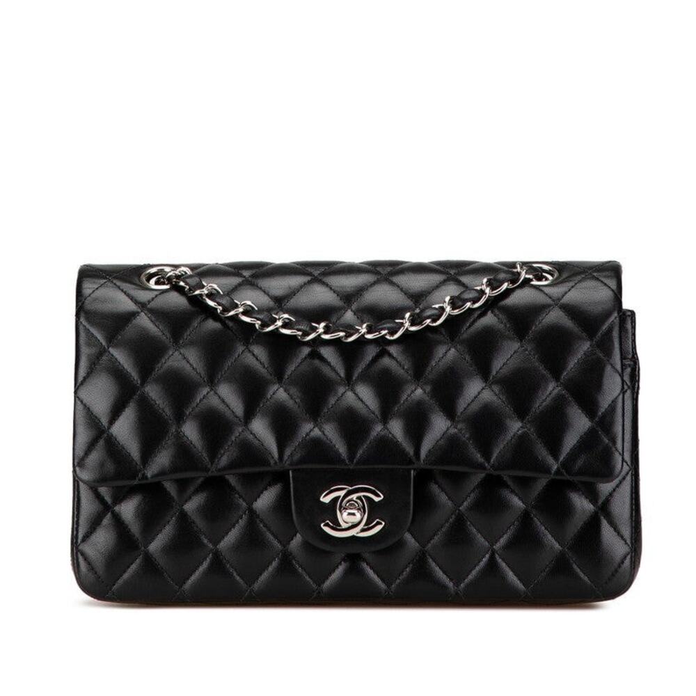 Chanel Matelasse 25 Double Flap Shoulder Bag Black